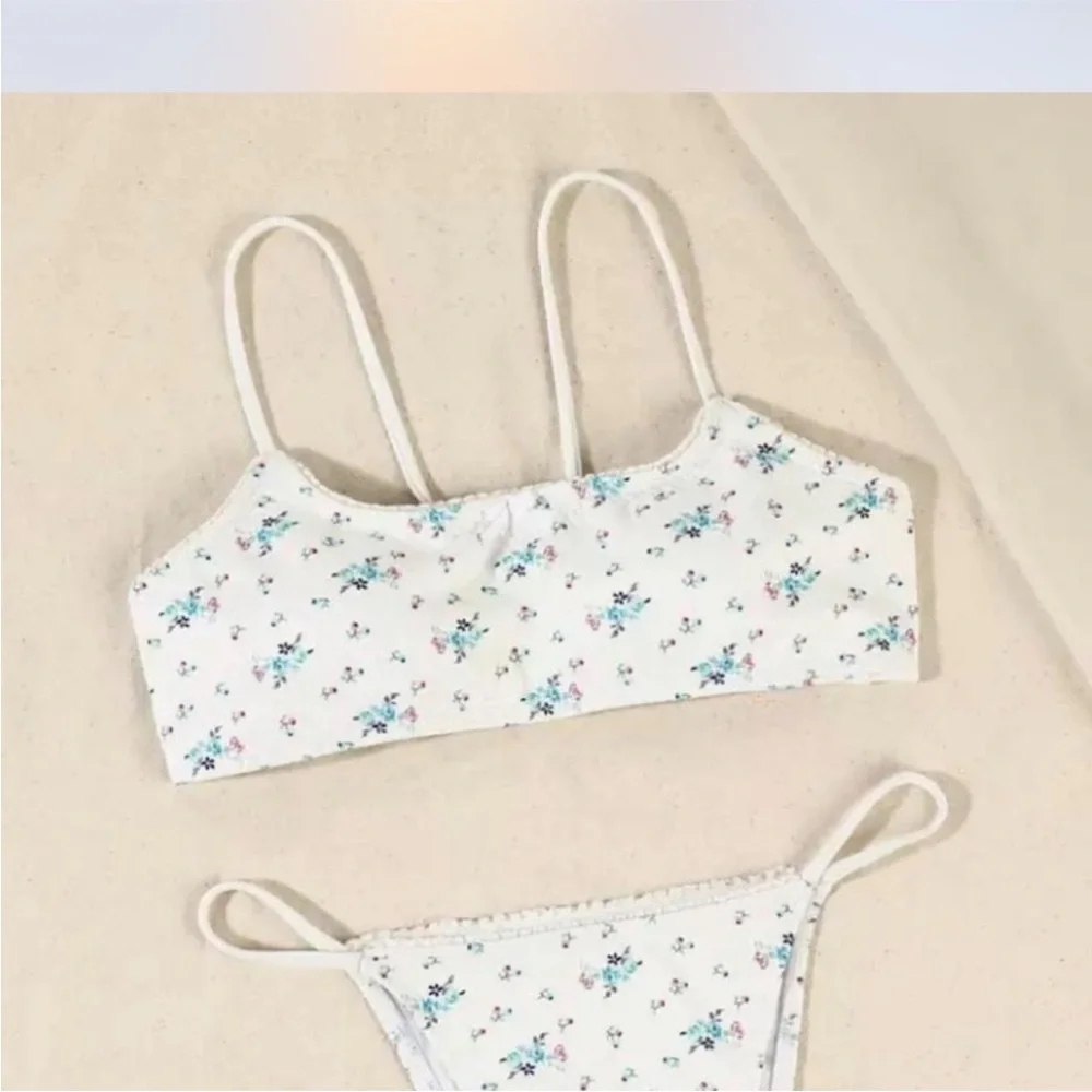 Floral Print Coquette Bikini Set with Cover Up Skirt